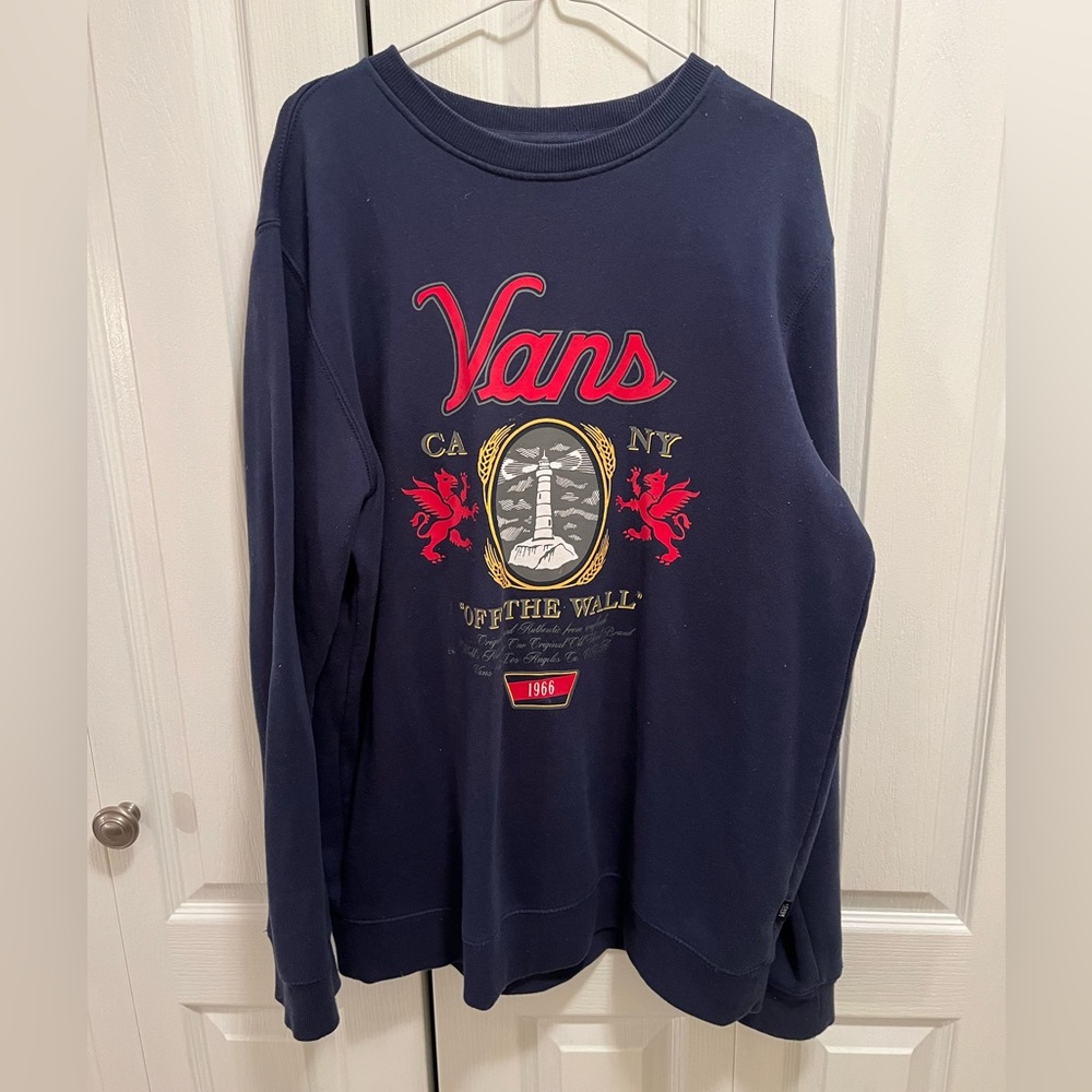 Vans Blue Sweatshirt with Bold Red Accents